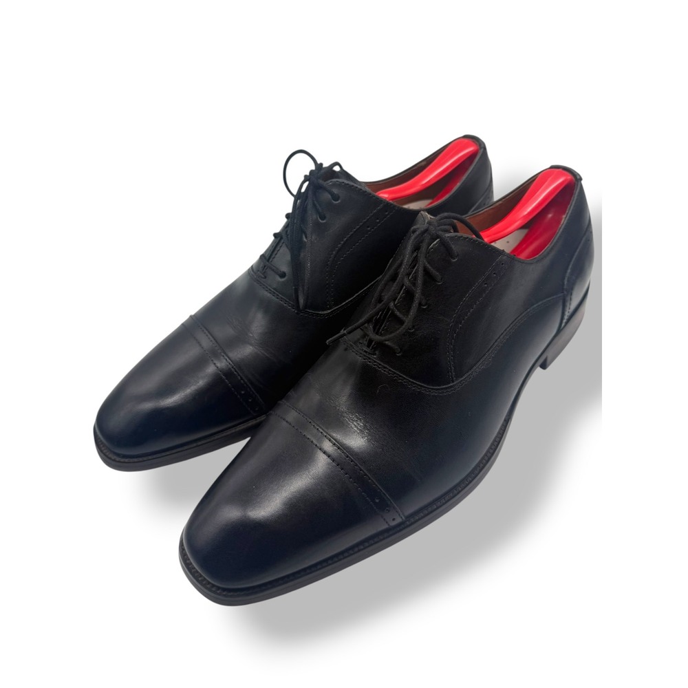 Florsheim Mens 14292-001 Black Leather Cap Toe Oxford Dress Shoes Size 9W